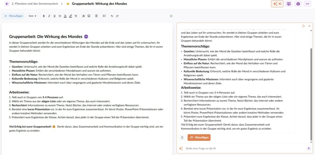Gruppenarbeit mit Teachino erstellen, Differenzierung nach Sozialform
