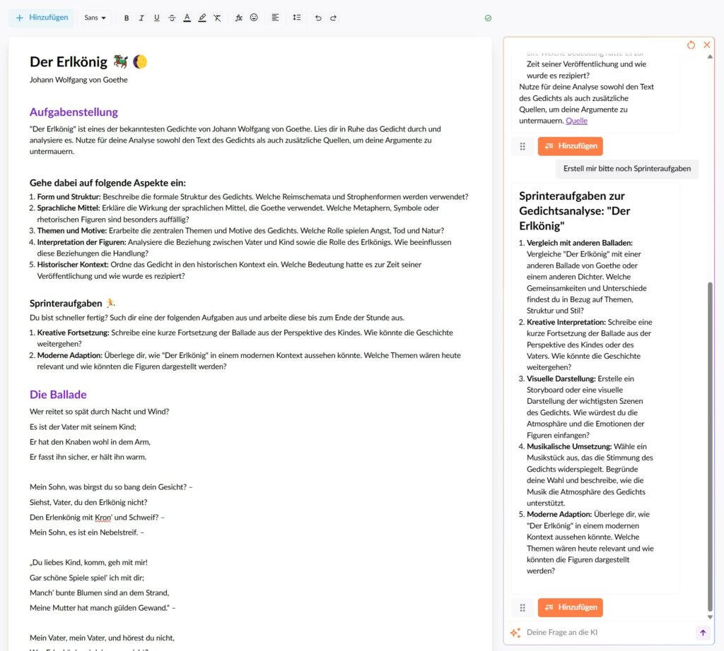 Differenzierung nach Lerntempo durch das Erstellen von Sprinteraufgaben mit der KI von Teachino