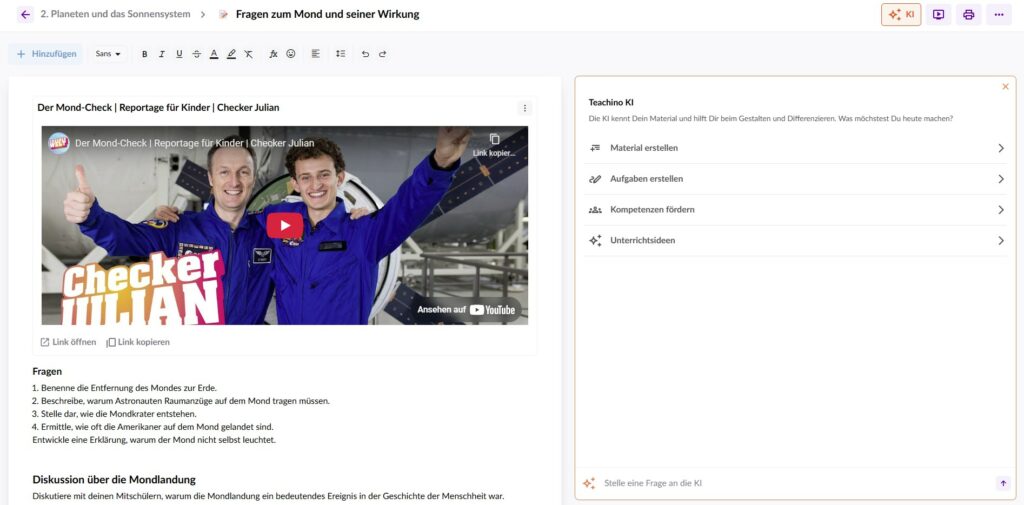 Medien ablegen in Teachino