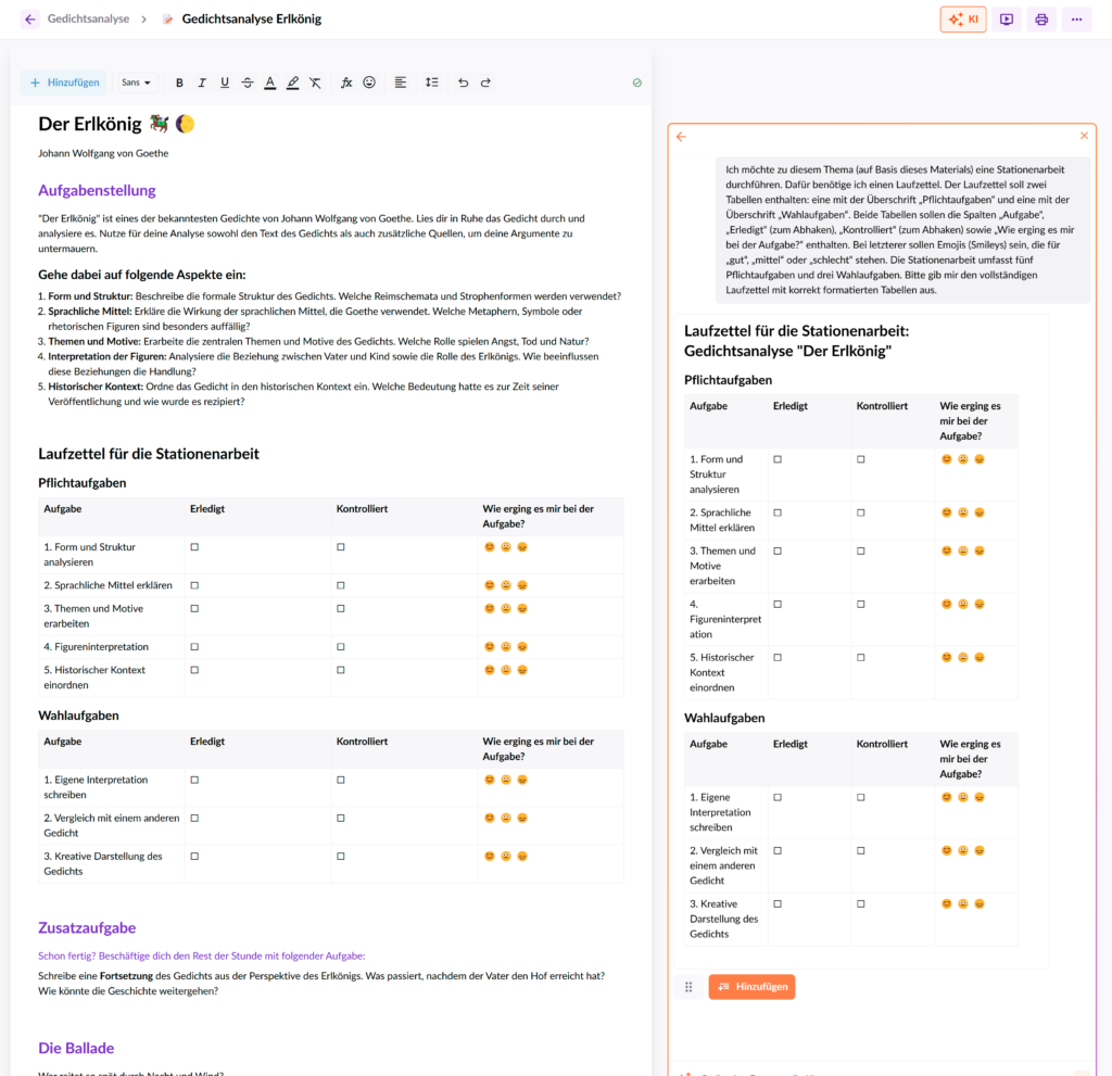 Stationenarbeit erstellt mit der KI von Teachino