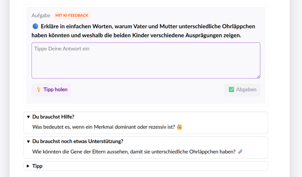 Screenshot: Tippkarten in Teachino
