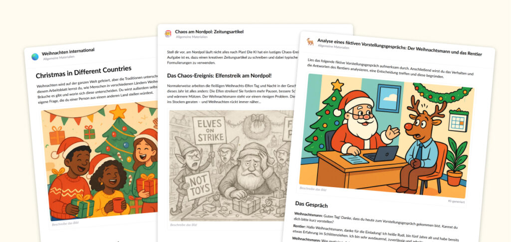 Beispielhafte Unterrichtsmaterialien für eine Weihnachtsstunde