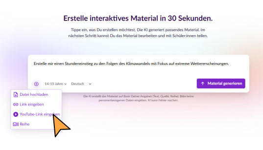 Prompt Eingabe mit YouTube-Video