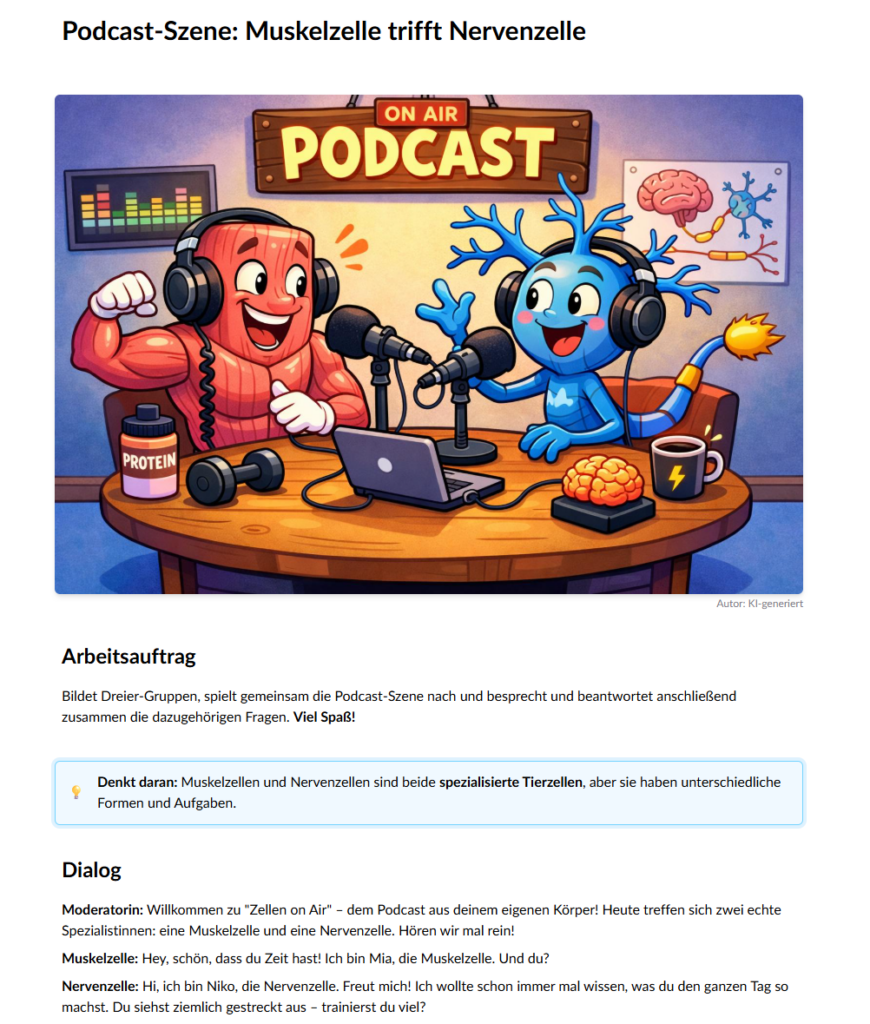 Unterrichtsmaterial zu: Podcast Muskelzelle Nervenzelle