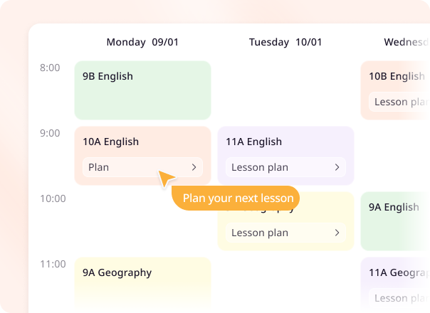 Illustration of the Timetable in Teachino