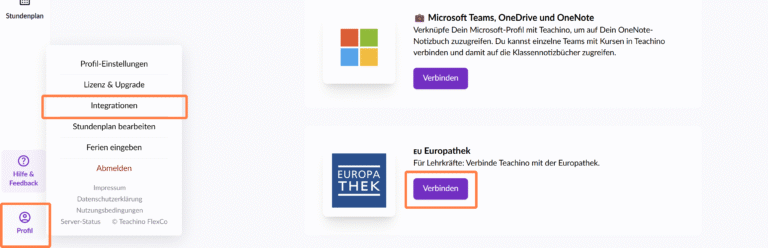 Screenshot: Europathek verbinden