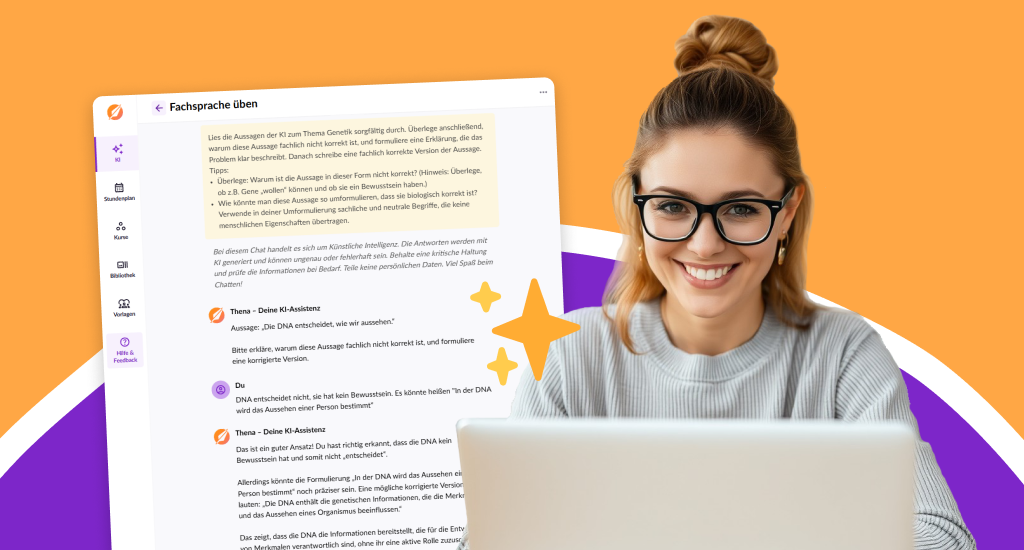 eine Lehrkraft erstellt eine KI Übung zum Trainieren von Fachsprache