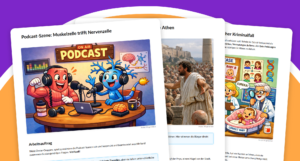 Drei kreative Unterrichtsmaterialien, erstellt mit Teachio