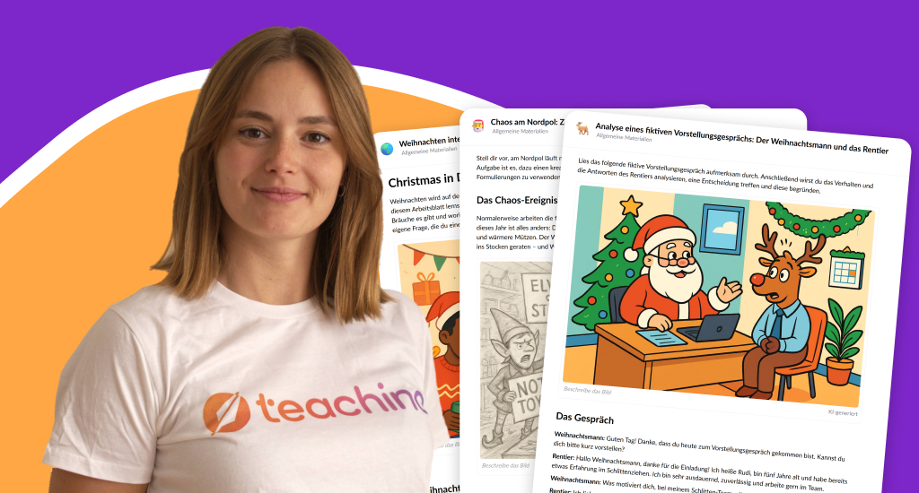 Kira von Teachino zeigt ihre weihnachtlichen Unterrichtsmaterialien