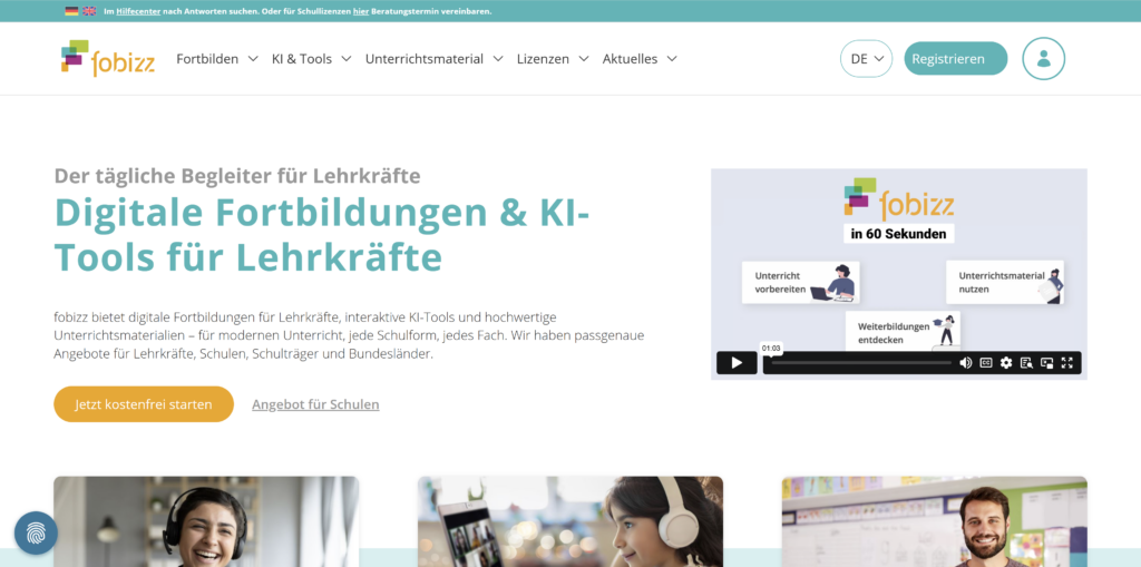 Schreenshot fobizz Website