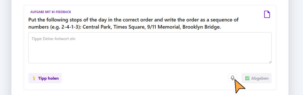 Spracheingabe für Schüler:innen zur Beantwortung von Aufgaben