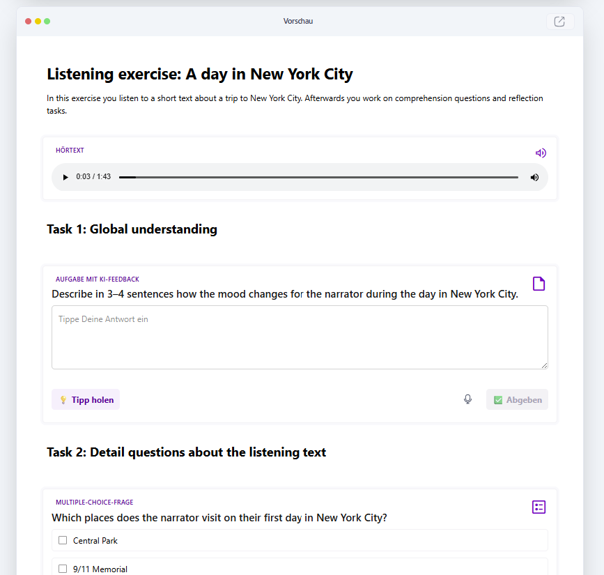 Hörübung in Teachino